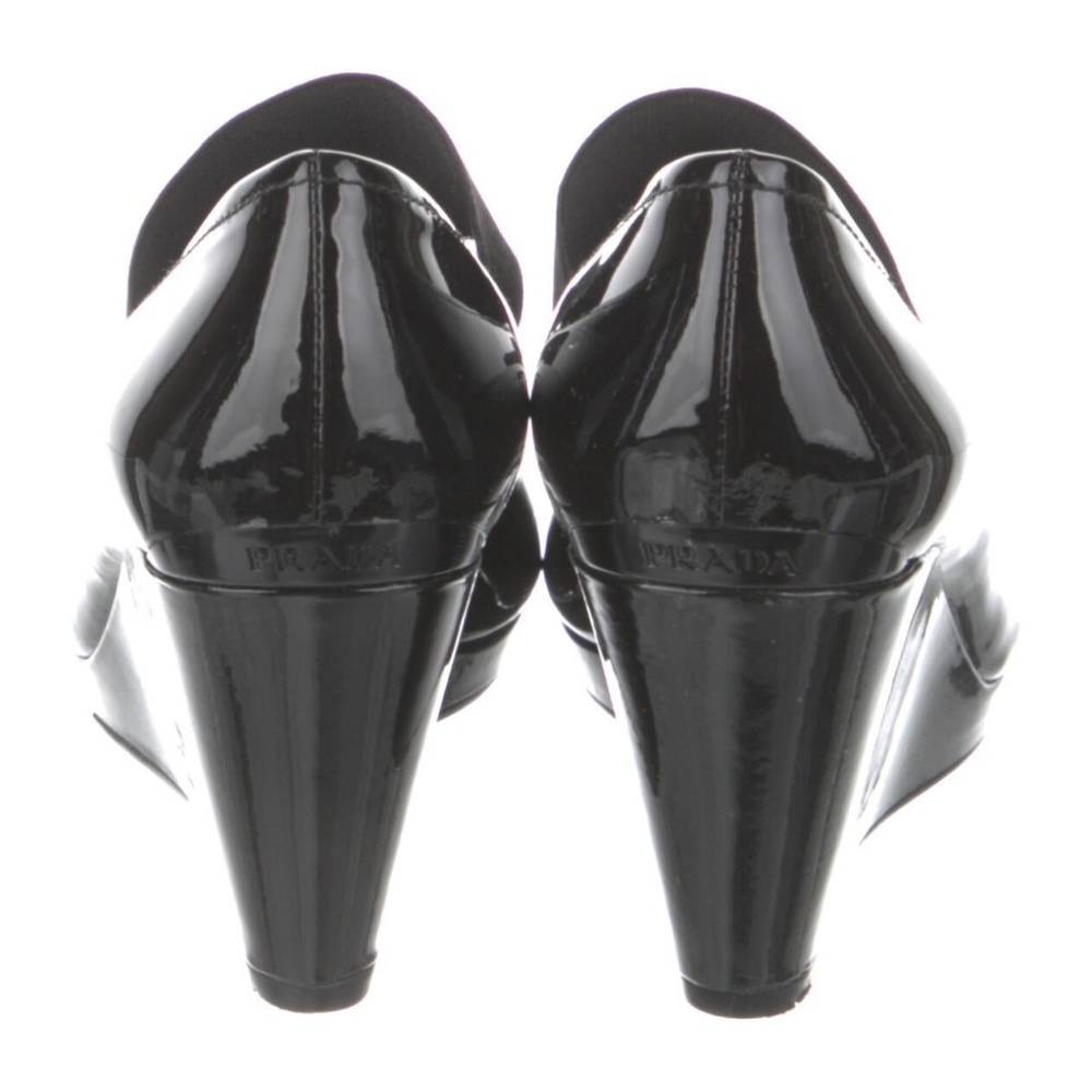 Prada Black Patent Leather Wedges Size 8.5 - Picture 3 of 17